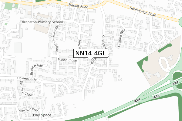 NN14 4GL map - large scale - OS Open Zoomstack (Ordnance Survey)