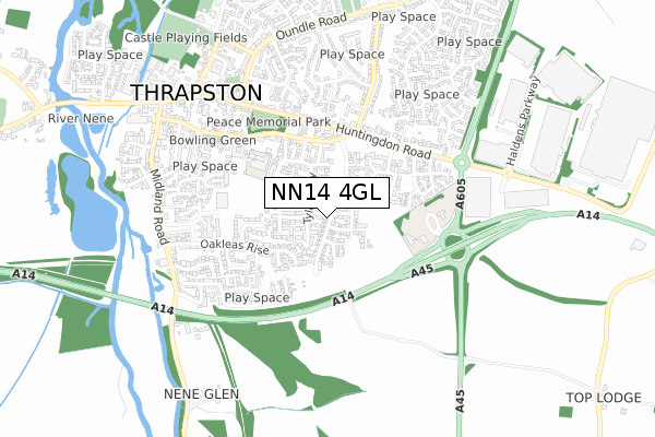 NN14 4GL map - small scale - OS Open Zoomstack (Ordnance Survey)