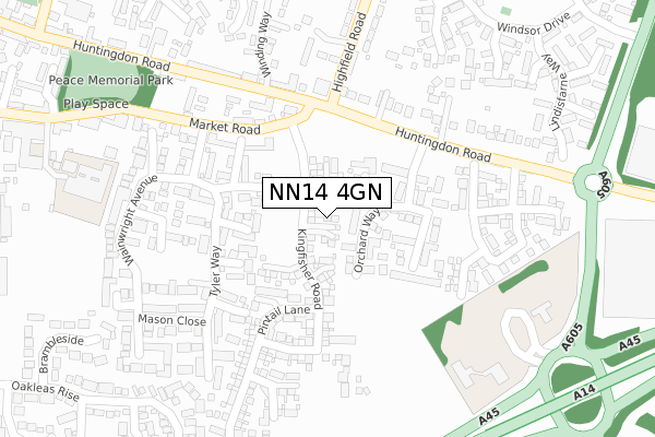 NN14 4GN map - large scale - OS Open Zoomstack (Ordnance Survey)
