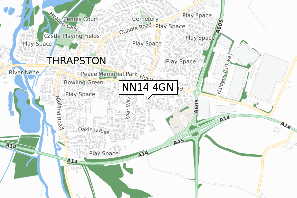 NN14 4GN map - small scale - OS Open Zoomstack (Ordnance Survey)
