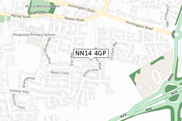 NN14 4GP map - large scale - OS Open Zoomstack (Ordnance Survey)