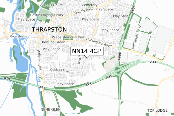 NN14 4GP map - small scale - OS Open Zoomstack (Ordnance Survey)