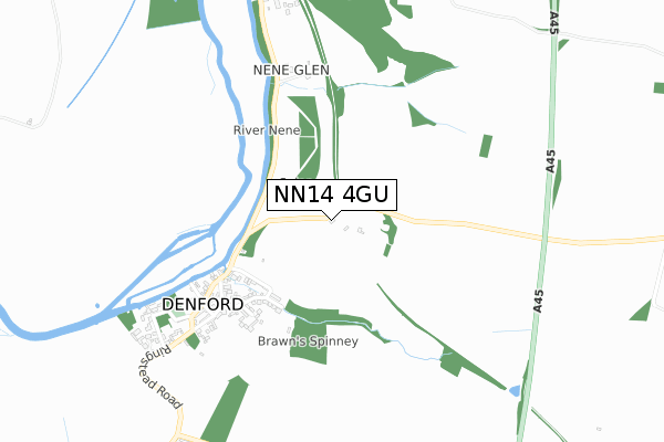 NN14 4GU map - small scale - OS Open Zoomstack (Ordnance Survey)