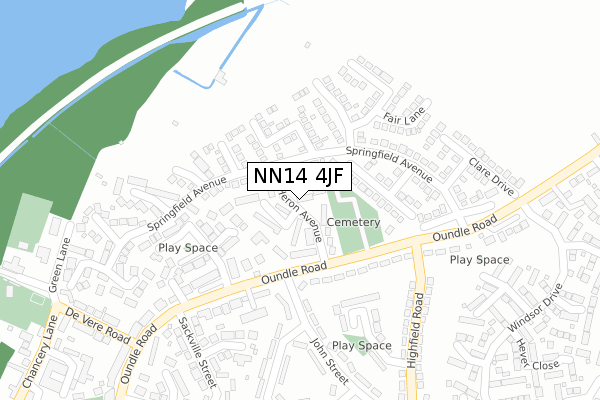 NN14 4JF map - large scale - OS Open Zoomstack (Ordnance Survey)