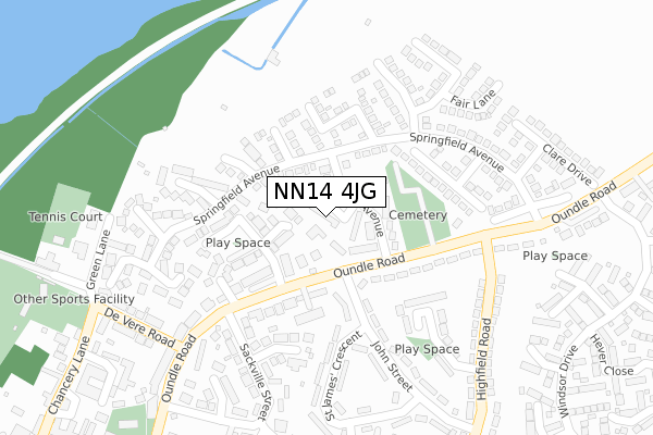NN14 4JG map - large scale - OS Open Zoomstack (Ordnance Survey)