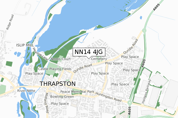 NN14 4JG map - small scale - OS Open Zoomstack (Ordnance Survey)