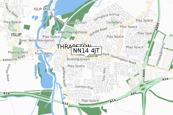 NN14 4JT map - small scale - OS Open Zoomstack (Ordnance Survey)
