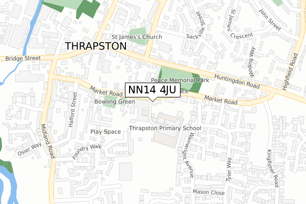 NN14 4JU map - large scale - OS Open Zoomstack (Ordnance Survey)