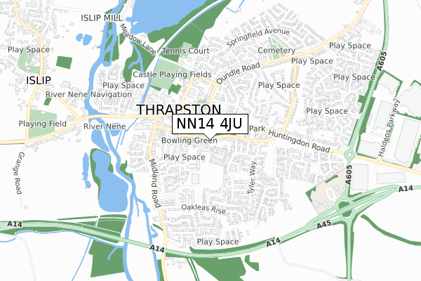 NN14 4JU map - small scale - OS Open Zoomstack (Ordnance Survey)