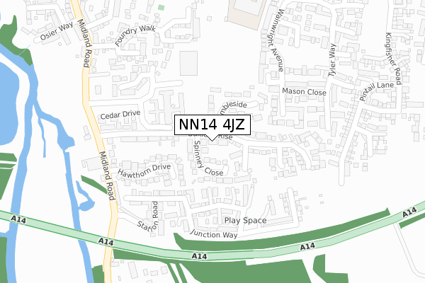 NN14 4JZ map - large scale - OS Open Zoomstack (Ordnance Survey)