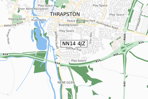 NN14 4JZ map - small scale - OS Open Zoomstack (Ordnance Survey)