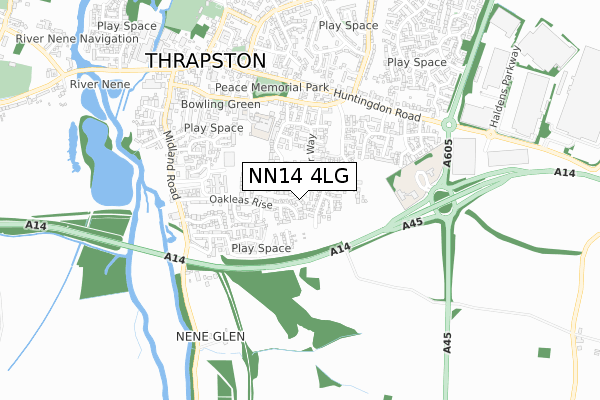 NN14 4LG map - small scale - OS Open Zoomstack (Ordnance Survey)