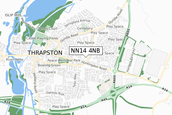 NN14 4NB map - small scale - OS Open Zoomstack (Ordnance Survey)