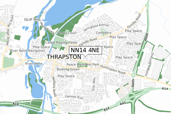 NN14 4NE map - small scale - OS Open Zoomstack (Ordnance Survey)