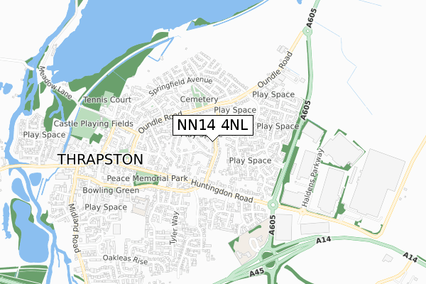 NN14 4NL map - small scale - OS Open Zoomstack (Ordnance Survey)