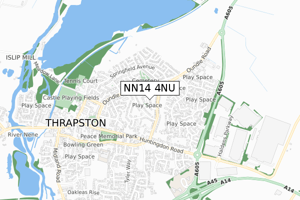 NN14 4NU map - small scale - OS Open Zoomstack (Ordnance Survey)