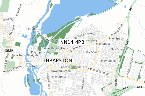 NN14 4PB map - small scale - OS Open Zoomstack (Ordnance Survey)