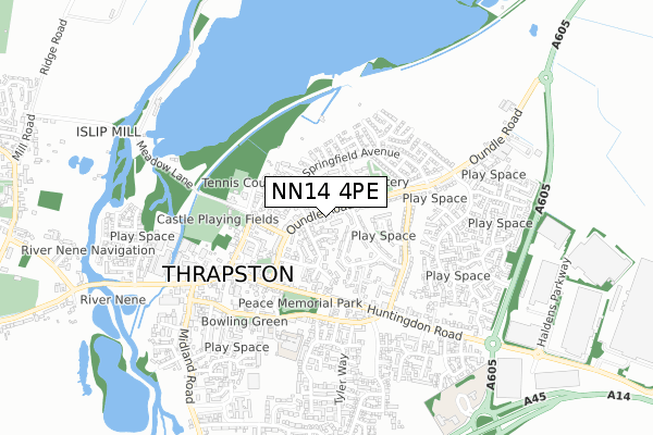 NN14 4PE map - small scale - OS Open Zoomstack (Ordnance Survey)