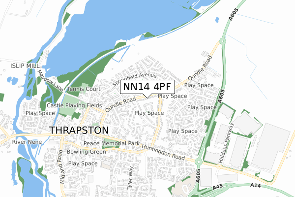 NN14 4PF map - small scale - OS Open Zoomstack (Ordnance Survey)