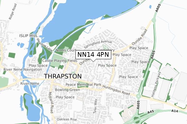 NN14 4PN map - small scale - OS Open Zoomstack (Ordnance Survey)
