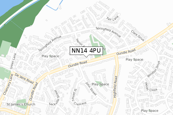 NN14 4PU map - large scale - OS Open Zoomstack (Ordnance Survey)