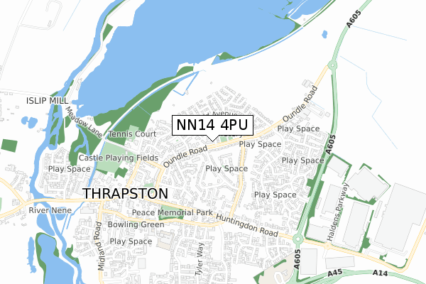 NN14 4PU map - small scale - OS Open Zoomstack (Ordnance Survey)