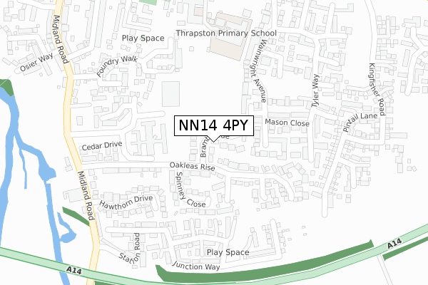 NN14 4PY map - large scale - OS Open Zoomstack (Ordnance Survey)