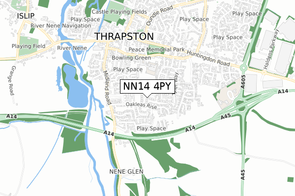 NN14 4PY map - small scale - OS Open Zoomstack (Ordnance Survey)