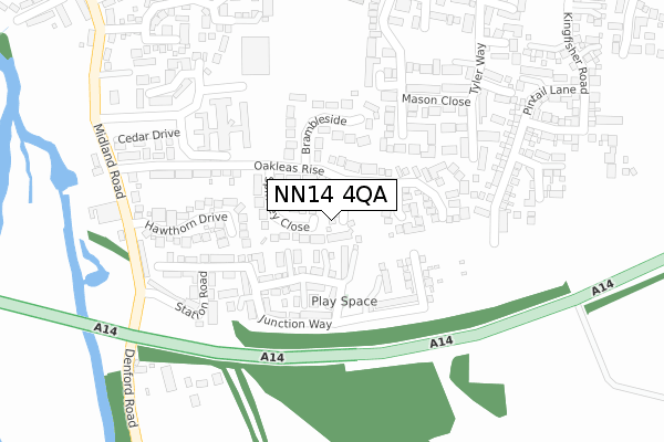 NN14 4QA map - large scale - OS Open Zoomstack (Ordnance Survey)
