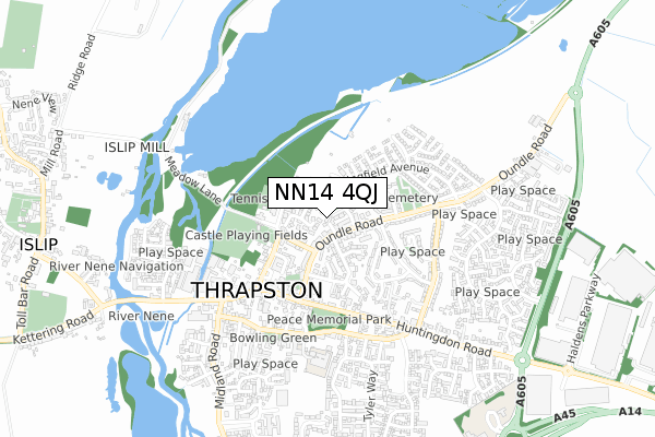 NN14 4QJ map - small scale - OS Open Zoomstack (Ordnance Survey)