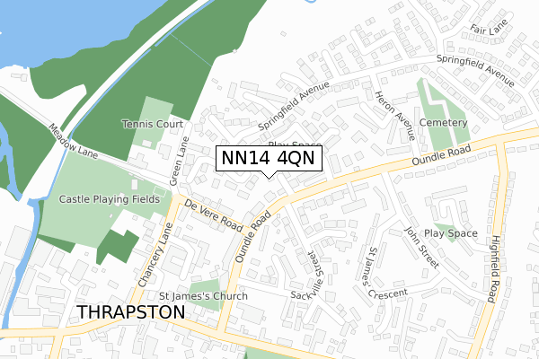 NN14 4QN map - large scale - OS Open Zoomstack (Ordnance Survey)