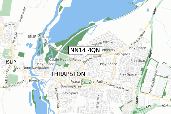 NN14 4QN map - small scale - OS Open Zoomstack (Ordnance Survey)