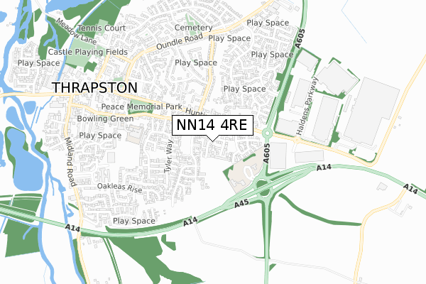 NN14 4RE map - small scale - OS Open Zoomstack (Ordnance Survey)