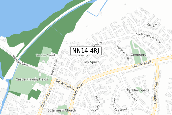 NN14 4RJ map - large scale - OS Open Zoomstack (Ordnance Survey)