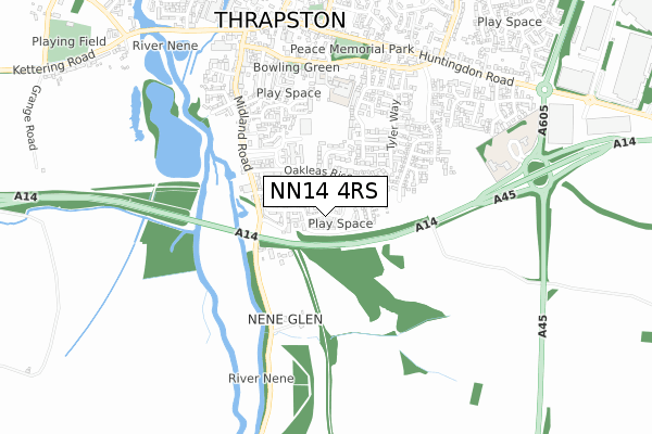 NN14 4RS map - small scale - OS Open Zoomstack (Ordnance Survey)