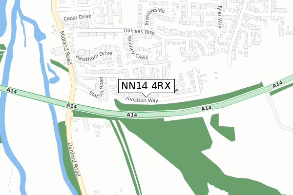 NN14 4RX map - large scale - OS Open Zoomstack (Ordnance Survey)