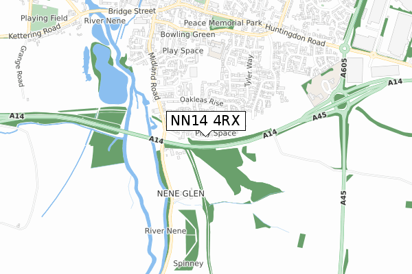 NN14 4RX map - small scale - OS Open Zoomstack (Ordnance Survey)