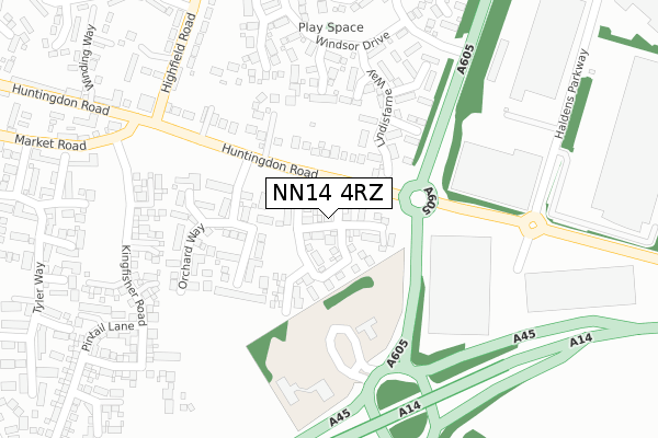 NN14 4RZ map - large scale - OS Open Zoomstack (Ordnance Survey)