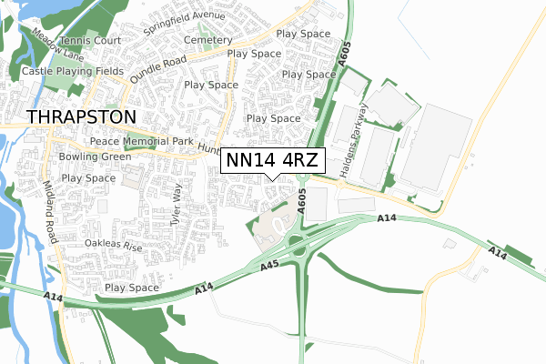 NN14 4RZ map - small scale - OS Open Zoomstack (Ordnance Survey)