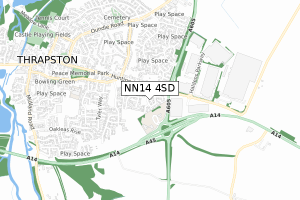 NN14 4SD map - small scale - OS Open Zoomstack (Ordnance Survey)