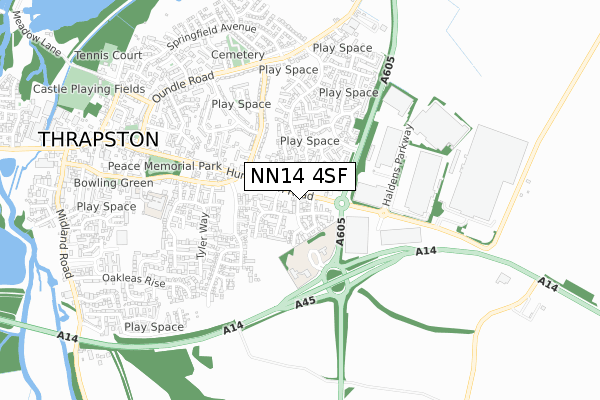 NN14 4SF map - small scale - OS Open Zoomstack (Ordnance Survey)