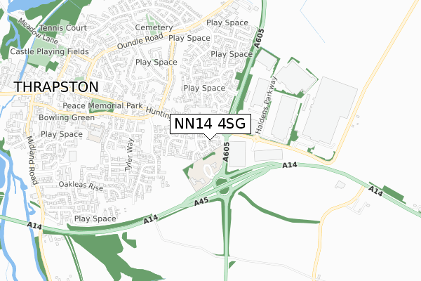 NN14 4SG map - small scale - OS Open Zoomstack (Ordnance Survey)
