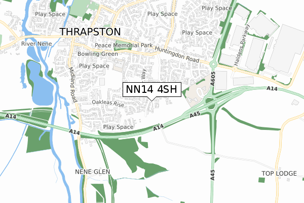 NN14 4SH map - small scale - OS Open Zoomstack (Ordnance Survey)
