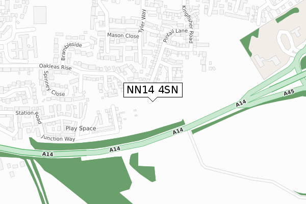 NN14 4SN map - large scale - OS Open Zoomstack (Ordnance Survey)
