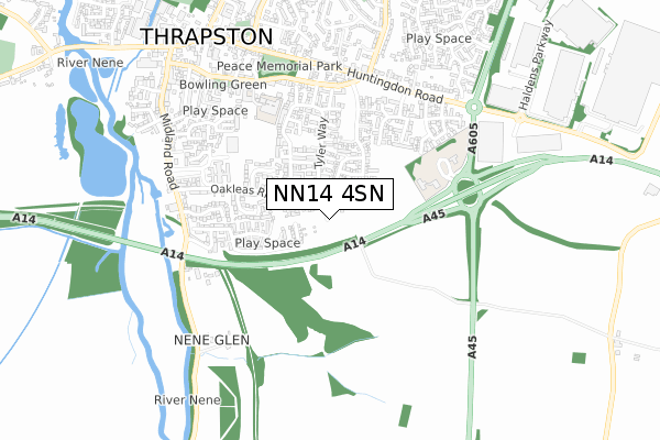 NN14 4SN map - small scale - OS Open Zoomstack (Ordnance Survey)