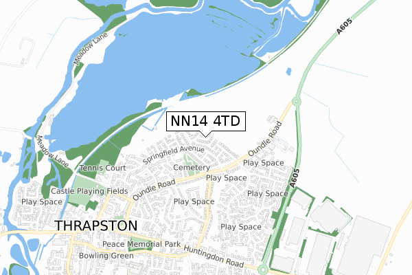 NN14 4TD map - small scale - OS Open Zoomstack (Ordnance Survey)