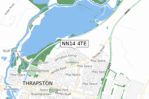 NN14 4TE map - small scale - OS Open Zoomstack (Ordnance Survey)