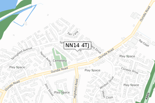 NN14 4TJ map - large scale - OS Open Zoomstack (Ordnance Survey)