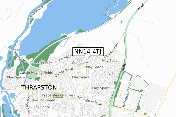 NN14 4TJ map - small scale - OS Open Zoomstack (Ordnance Survey)