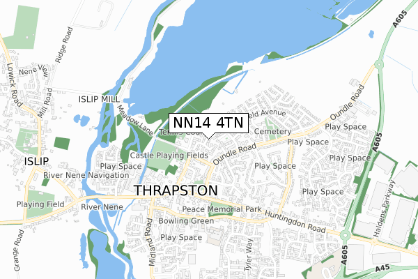 NN14 4TN map - small scale - OS Open Zoomstack (Ordnance Survey)